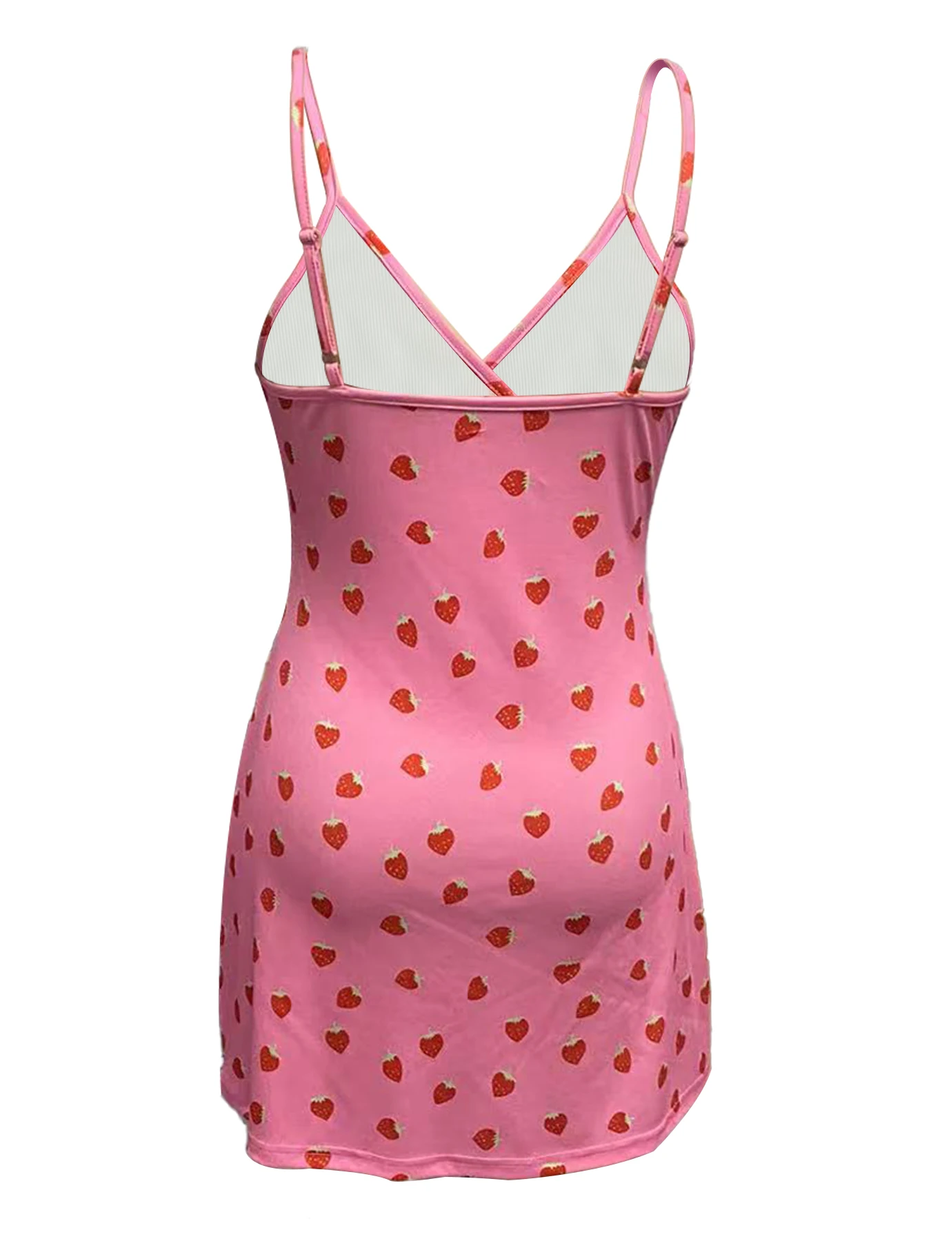 Vestido de acabamento enrolado com estampa de morango para mulheres para criar um vestido elegante e elegante, adequado para uso casual ou de festa, corte confortável