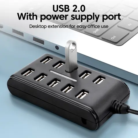 10-in-1 USB2.0 허브 분배기 Macbook 노트북 액세서리 용 멀티 Usb 허브 개별 스위치 전원 충전 스테이션 어댑터