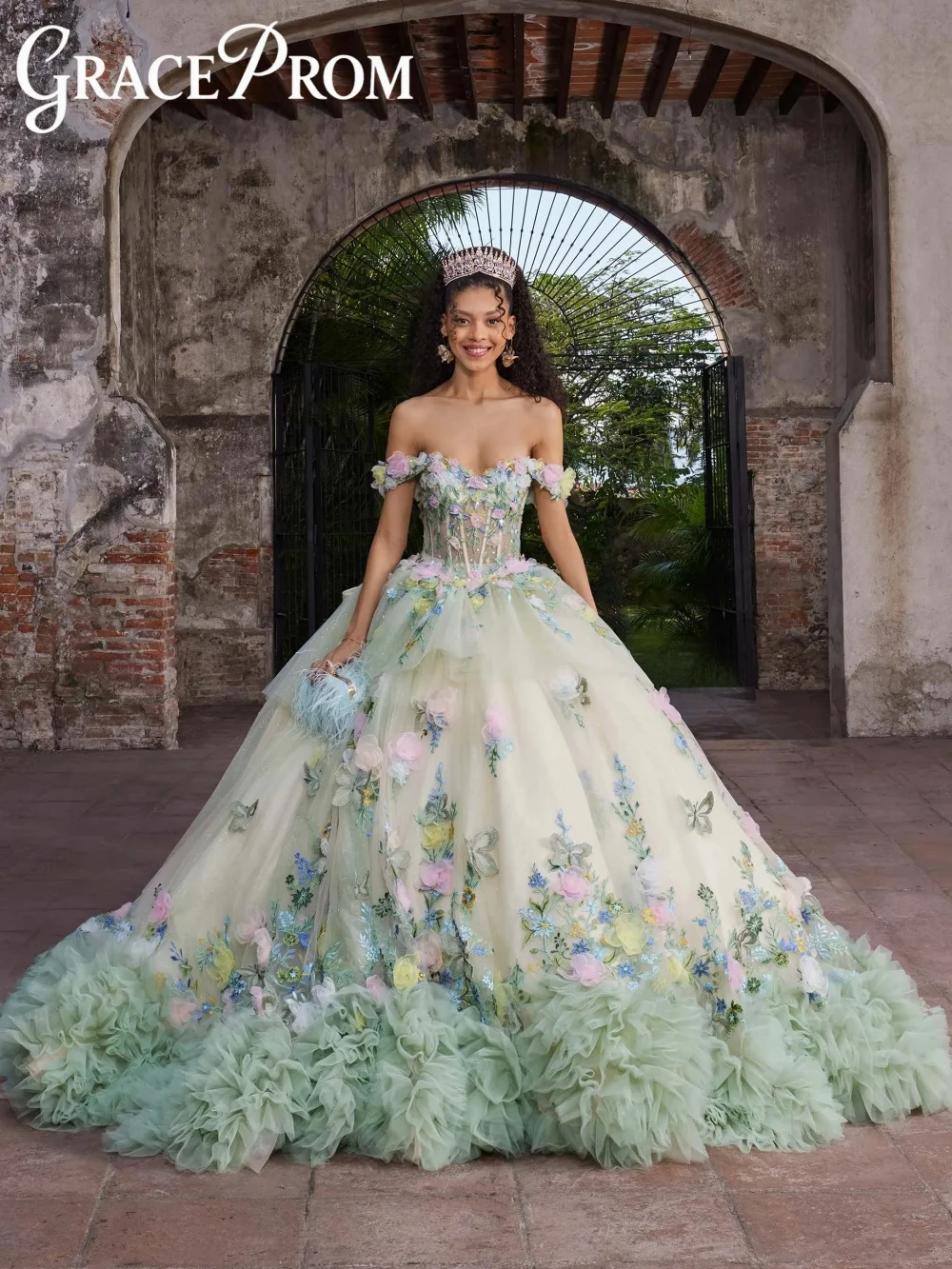 

Изысканное 3D-платье-бальное с цветочным узором, очаровательное платье для квинсеаньеры с аппликацией и бисером, премиальное прозрачное платье без рукавов, Vestidos De 15 Años