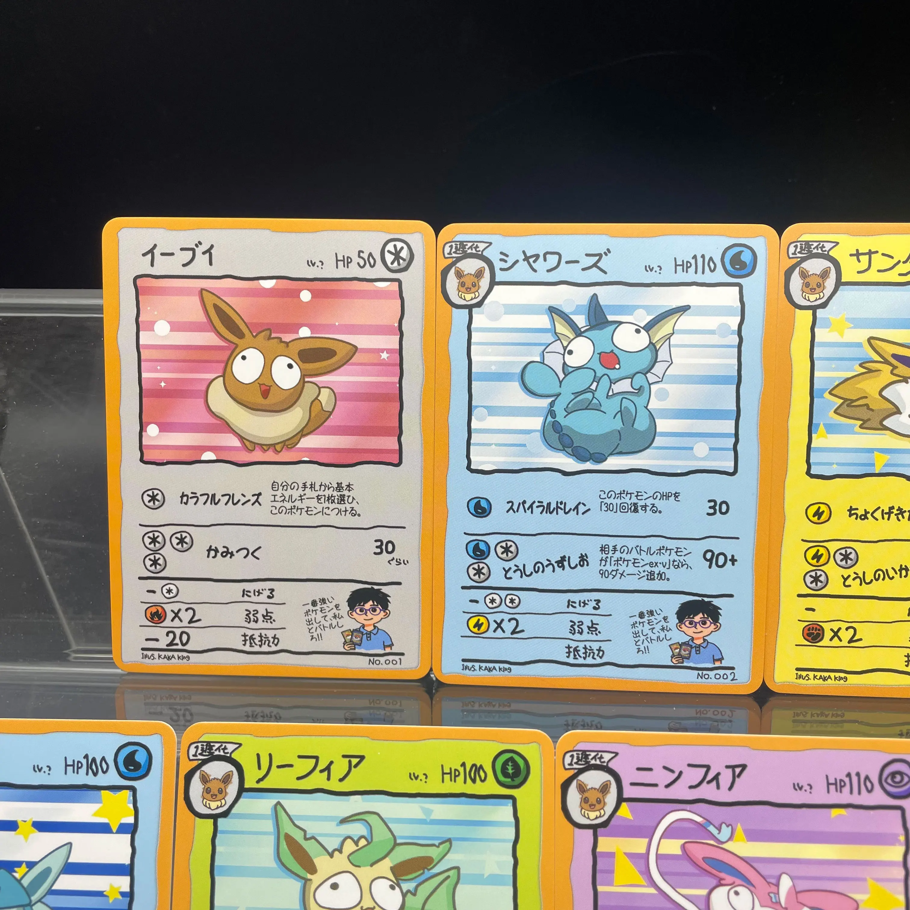 DIY Anime PTCG Self-made Ugly-cute style Eeveelution PTCG Cards Eevee Vaporeon Jolteon Flareon Glaceon Umbreon Birthday Gift
