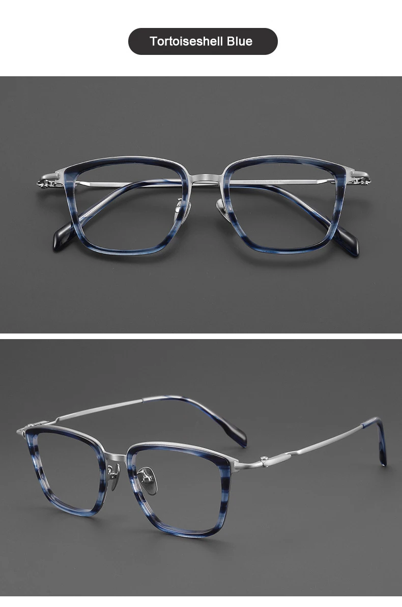 Luxury Brand Replica Acetate & Pure Titanium Glasses Large Size 155mm Big Face Ultra-light Eyeglass Unisex Ox Horn Grain Frame