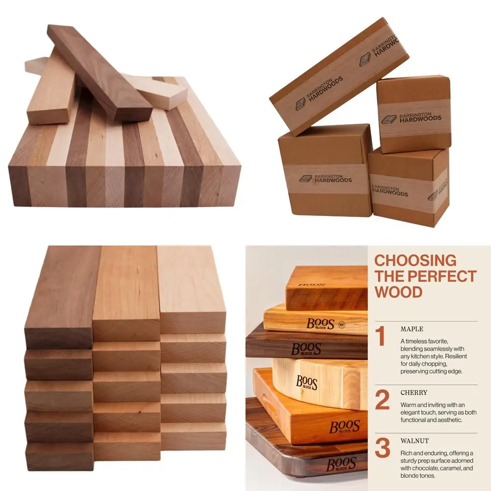 

Barrington Hardwoods Assortment: 15 Pieces of Domestic Wood Boards - 5 Walnut, 5 Maple, 5 Cherry (3/4 x 2 x 18)