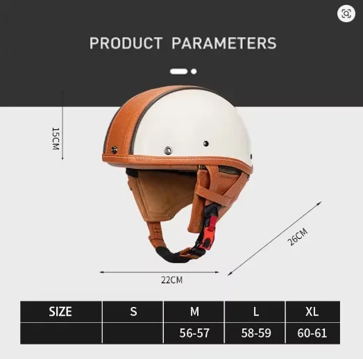 UCHOOSE Retro Motorcycle Leather Helmet Style Pilot Motorbike Half Face Half Helmet Cruise Chopper Biker