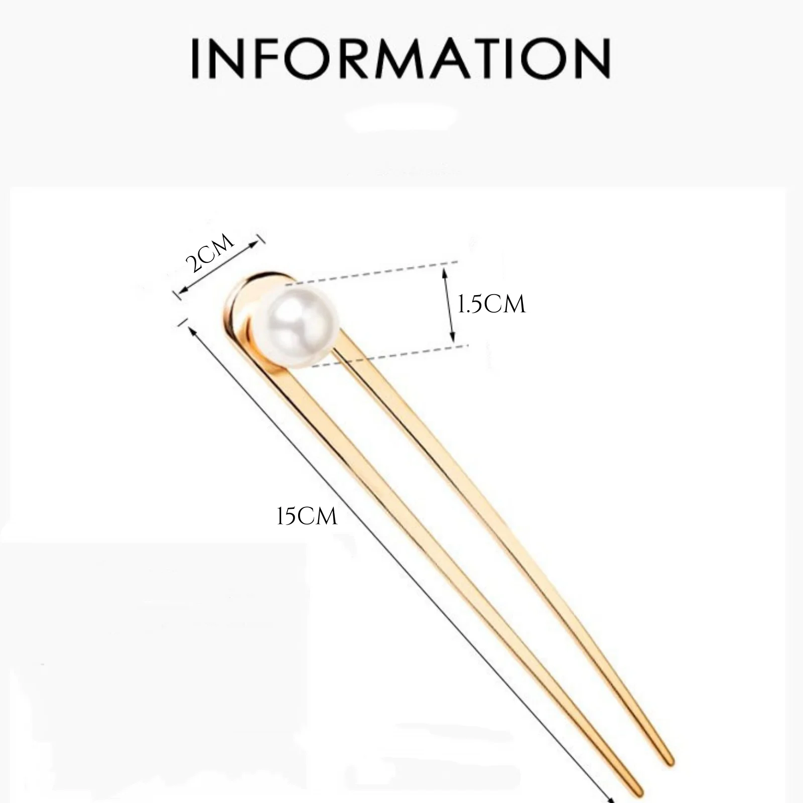 1PC U-Shaped Hairpin/Fork with Pearls - Back-of-Head Updo Styling Accessory, Premium Minimalist Metal Hair Ornament