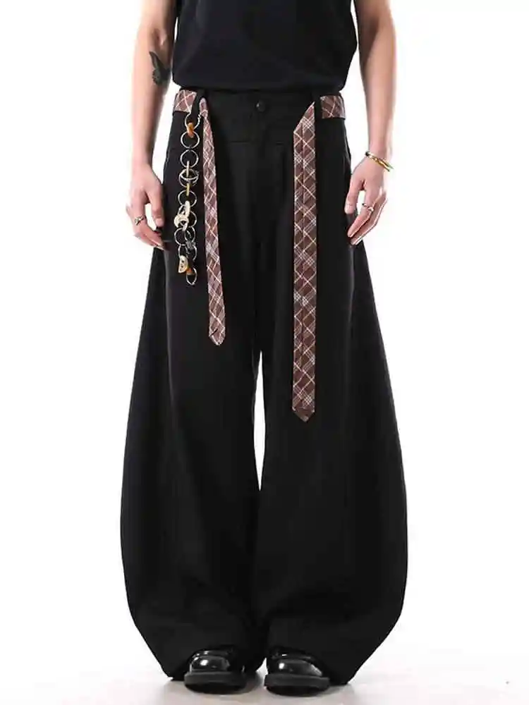 Women's Black Goth Baggy Urban Suits Pants Harajuku Oversize Bent Knife Long Pants Japanese 2000s Style Y2k Vintage Emo Trousers