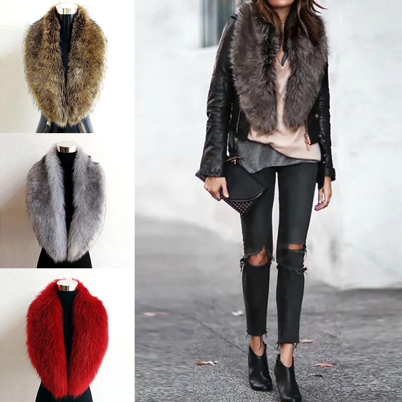 

100cm Fluffy Shawl Collar Collar Wrap Neck Winter Warm Faux Fur Collar Women Accessories Scarves Fur Scarf Thicken Plush