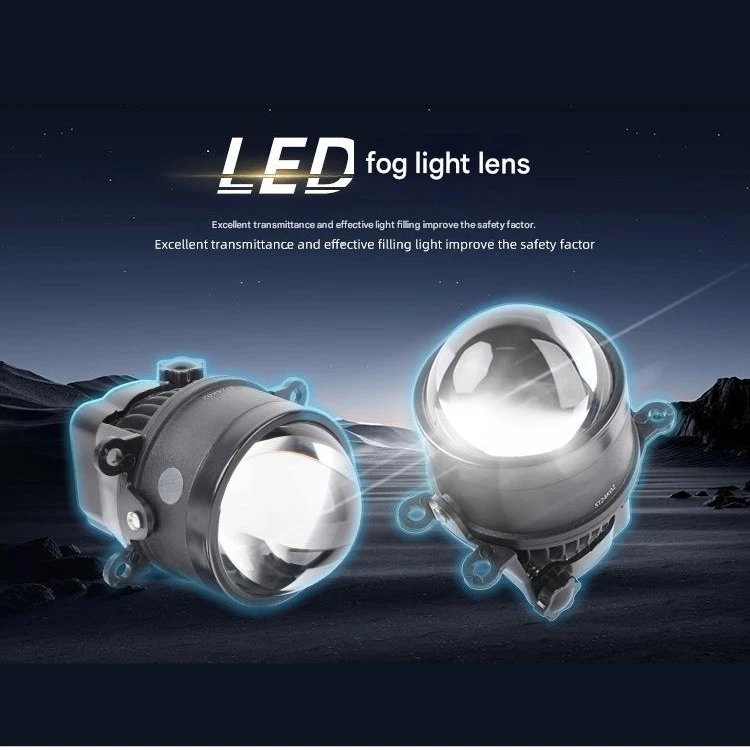 3 Inch Bi LED Projector Fog Light with Halo Laser Lens Triple Color White Yellow Dual Beam High Low Car LED Front Fog Lamp 12V