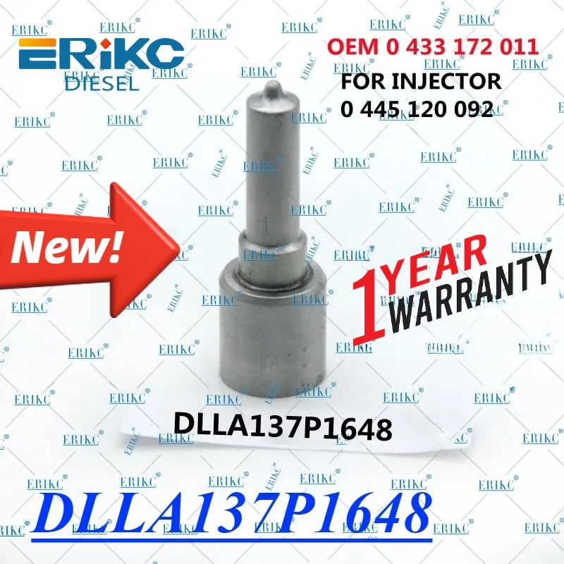 

ERIKC DLLA137P1648 OEM 0433172011 Распылительная форсунка Common Rail DLLA 137 P 1648 ДЛЯ 0445120092 Топливная форсунка Common Rail