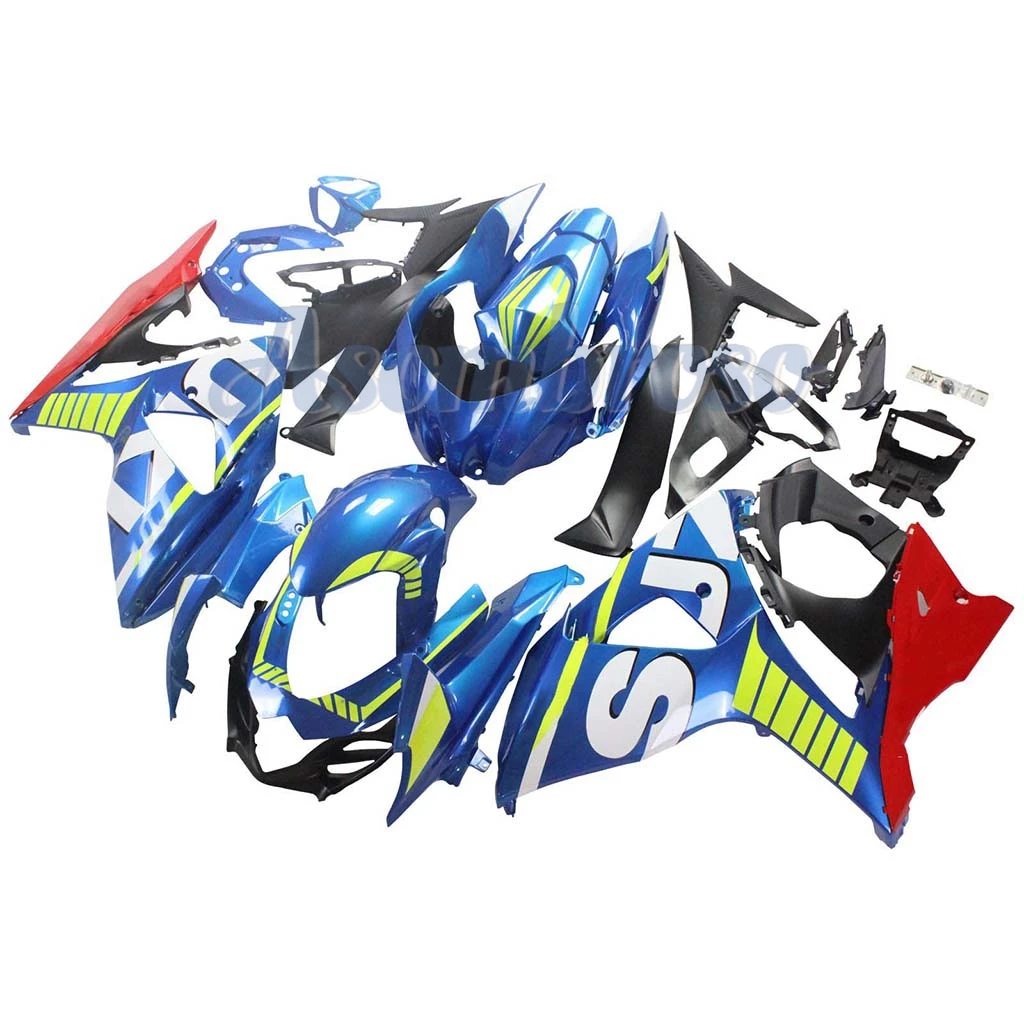 ABS Motorcycle Injection Fairings for GSXR1000 2009-2016 GSX-R1000 2010 2012 2014 blue fairing kit floral lines in yellow