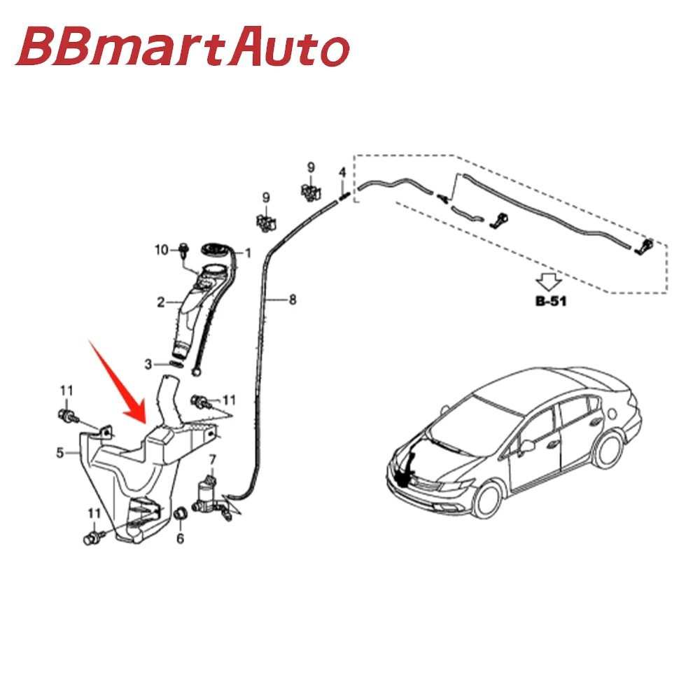 Muslimb bbmartasto Parts 1 pz serbatoio lavavetri serbatoio per Honda Civic FB2 FB6 2012-2015 accessori auto