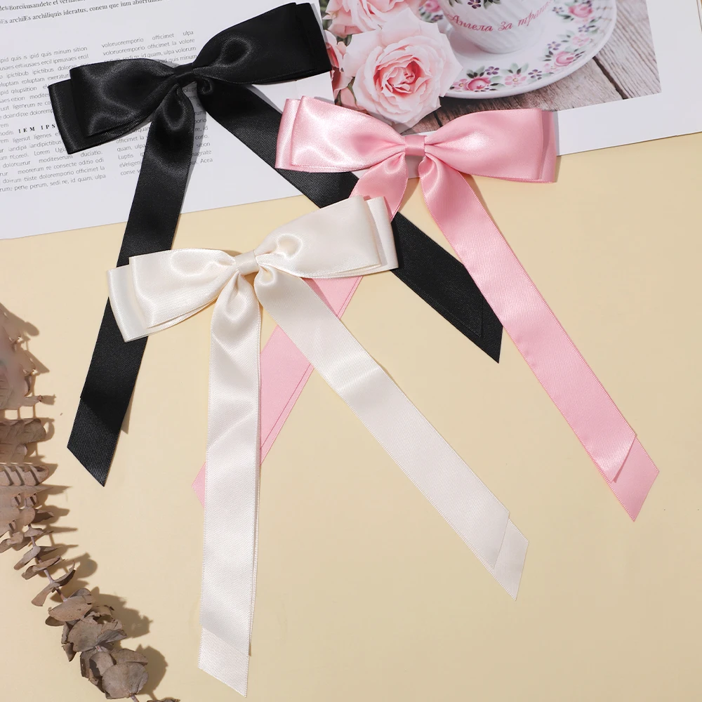 100Pcs/Set Fashion Fabric Hair Bow Hairpin for Women Girls Ribbon Hair Clips Black White Bow Top Clip Female Hair Accessories