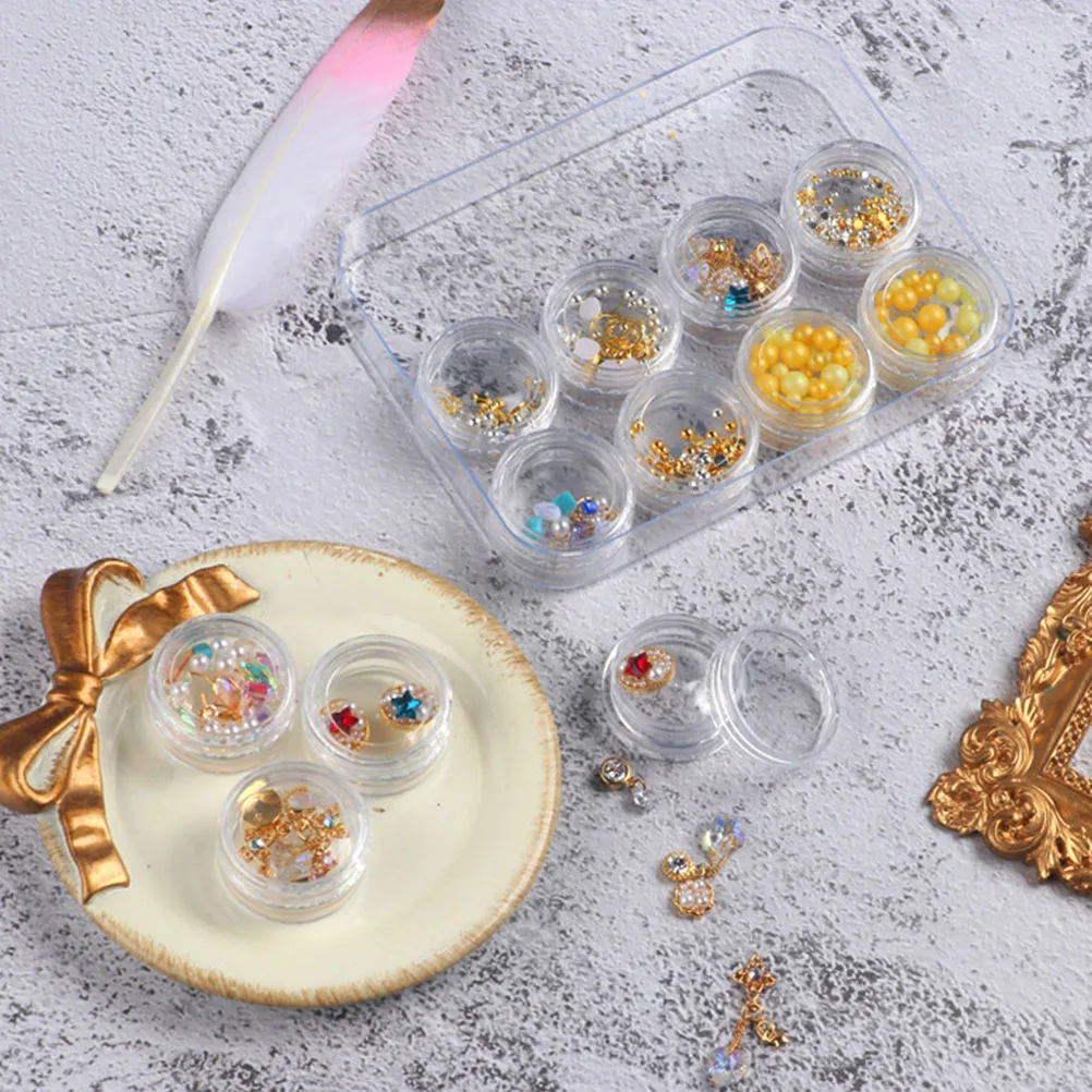 

Nail Storage Box PVC 3 Sets Small Case Decor Art Supply Rounded Manicure Accessory Container Compact Transparent Dustproof Anti