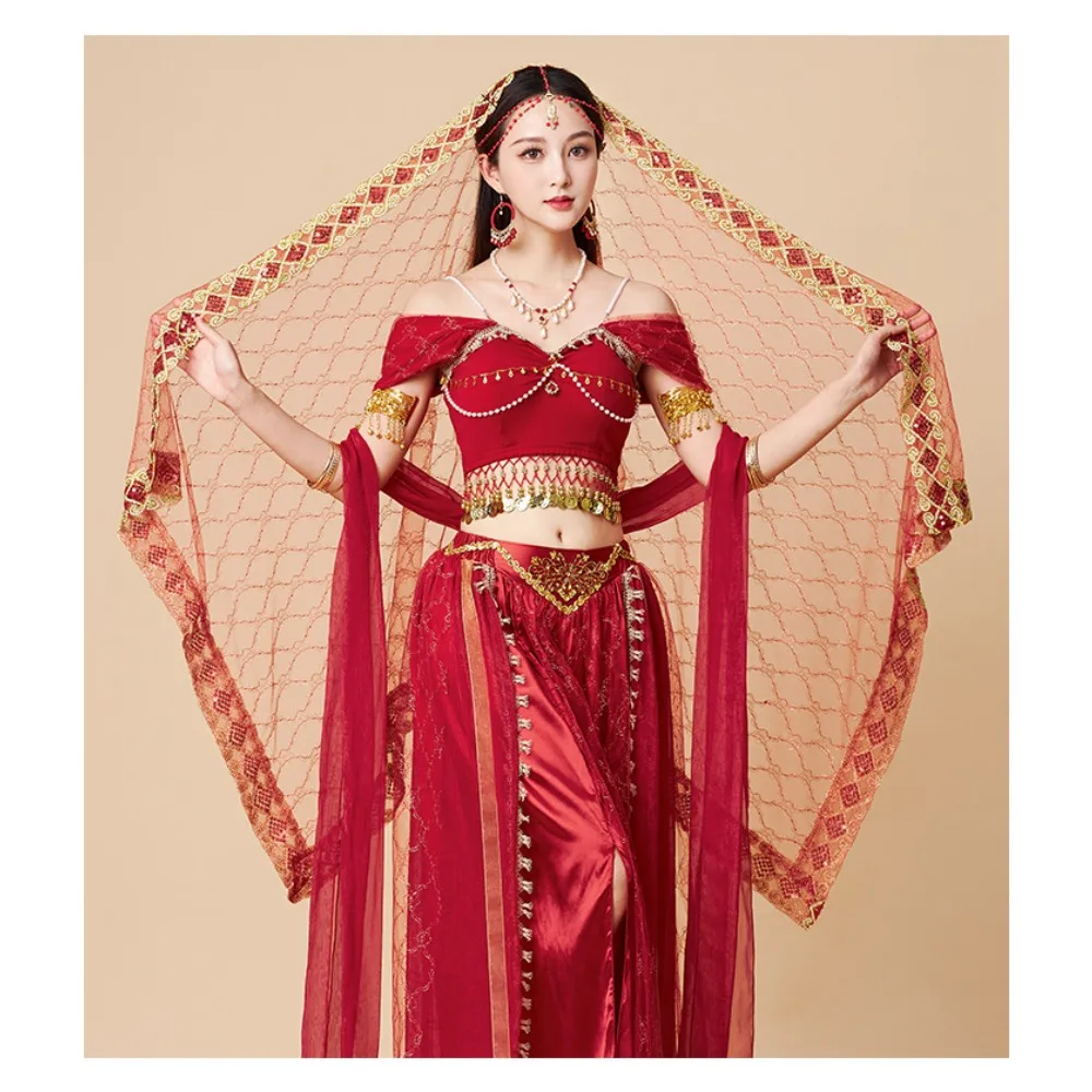 

Belly Dance Indian Dance Veil Bollywood Scarf Performance Dance Accessories Props Women Gold Stamping Pattern