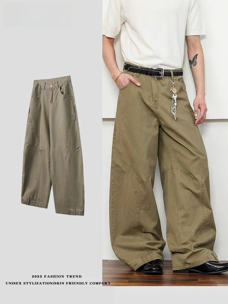 

Ретро-джинсы в американском стиле, выцветшие, свободные, с широкими штанинами, в стиле рабочей одежды, повседневные брюки для мужчин и женщин