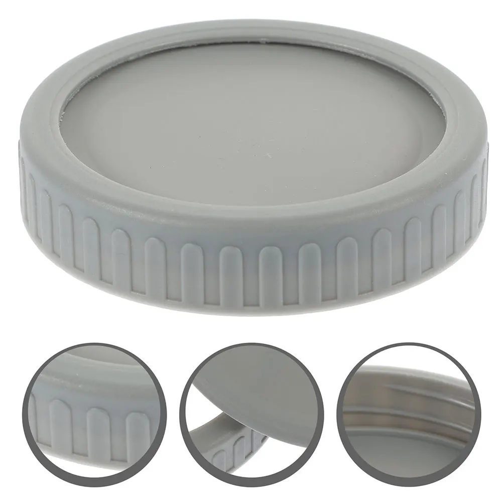 

2 Sets Wide Mouth Mason Jar Lids Gray Silicone Disk Ring Sealed Bottle Covers Reusable Storage Kitchen Bar Tools