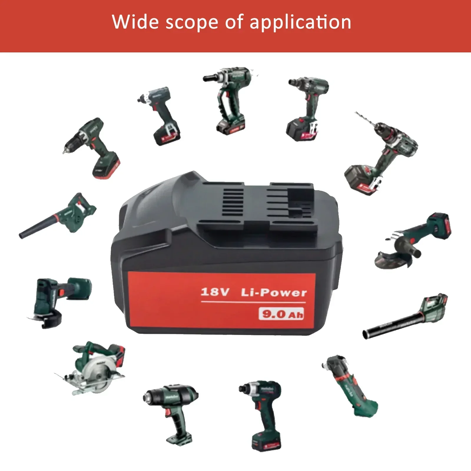 Cordless electric tool electric drill driver wrench for Metabo 18V battery 9000mah 625592000 625591000 and other tools.