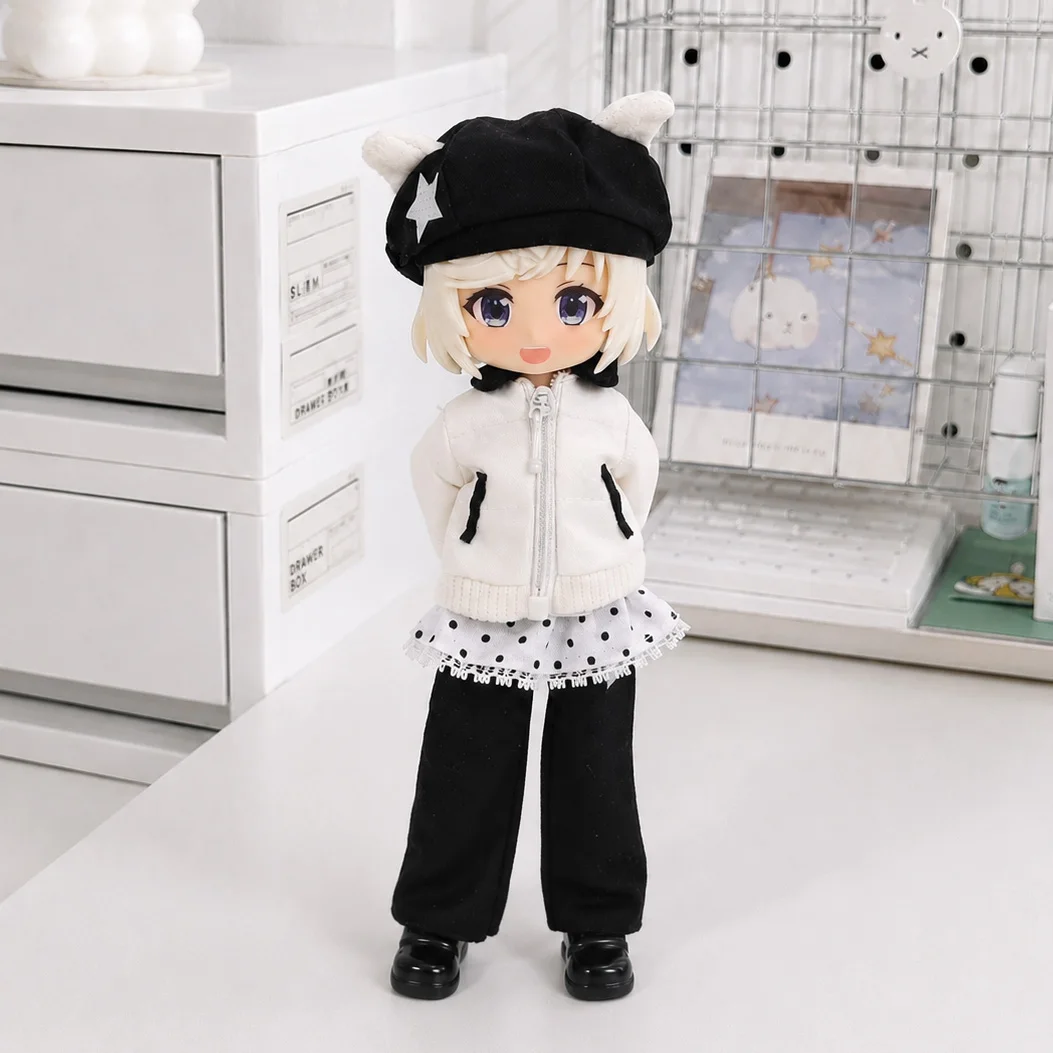 1/12 BJD Faux Down Jacket Outfit Set For 13-14cm bjd Asi3 Snail Shell Doll Dress Up Game Clothes Accessories