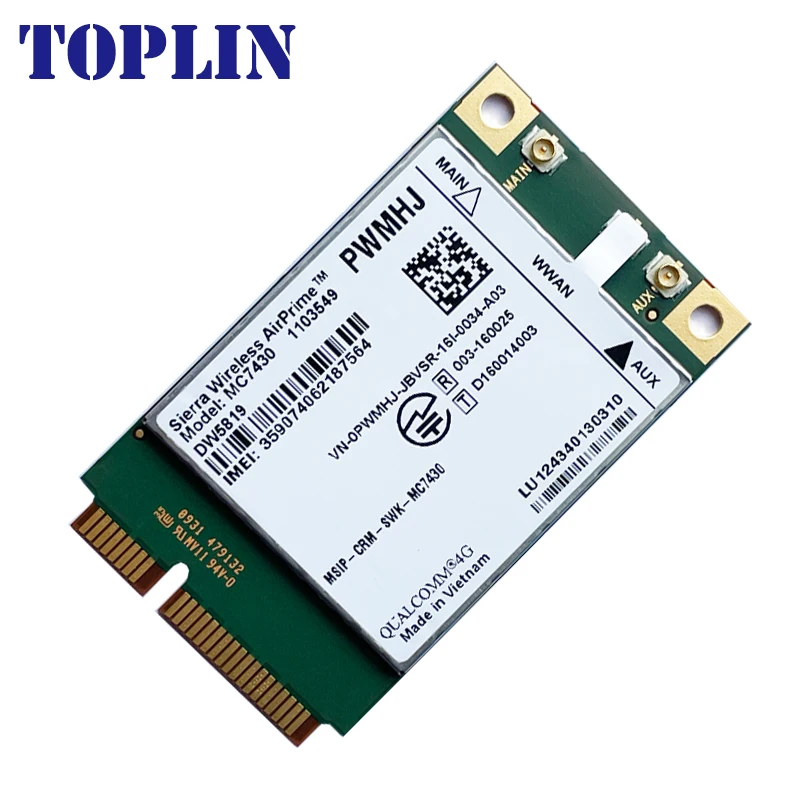 Imagem -03 - Pcie Mini 4g Cartão para Laptop Dell Módulo 4g Fdd-tdd Lte Cat6 Hspa Mais Gnss Cartão Wwan Mc7430