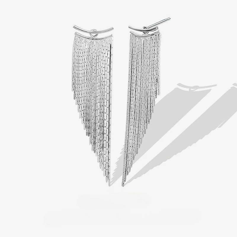 

New S925 Silver Long Tassel Earrings with Female Niche Design, Flowing Star River Light Luxury High-end Earrings Wedding Jewelry
