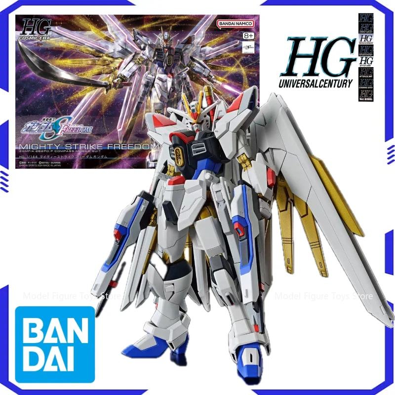 

Bandai Genuíno 1/144 HG-Mighty Strike Freedom Gundam Model Kit Anime Warrior Component Model Anime Character Toy Boy HolidayGift