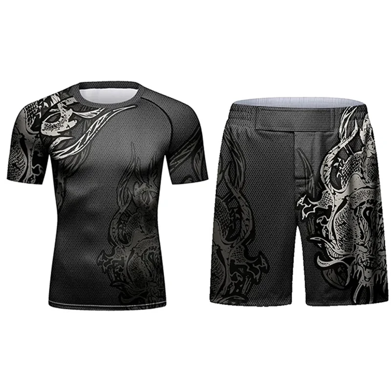 MMA jiu jitsu rashguard T-shirt grappling venum mma camiseta ensemble mma mens rash guard pantalones