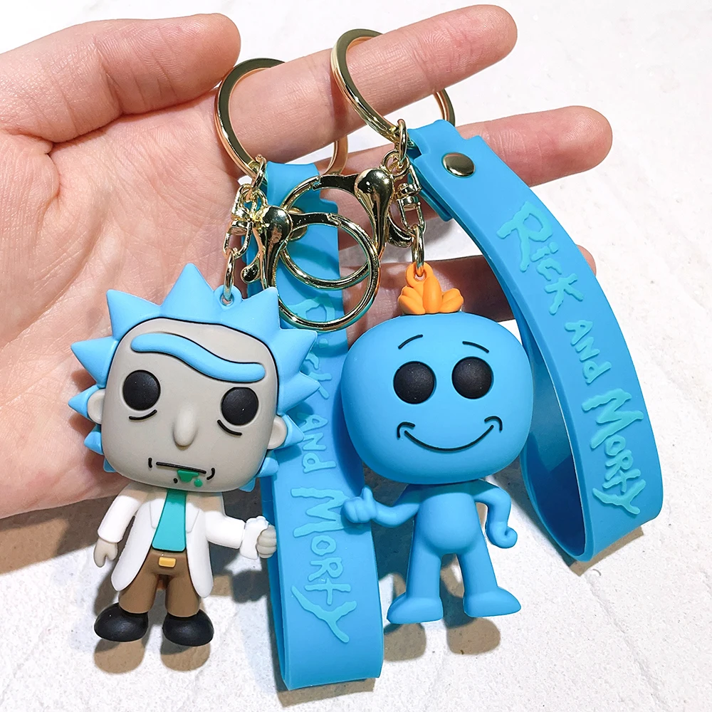 Rick and Morti Dolls Keychains Cartoon Anime Figures Keyrings Fashion Cute Car Bags Pendant Key Holders Kids Birthday Gift 2023