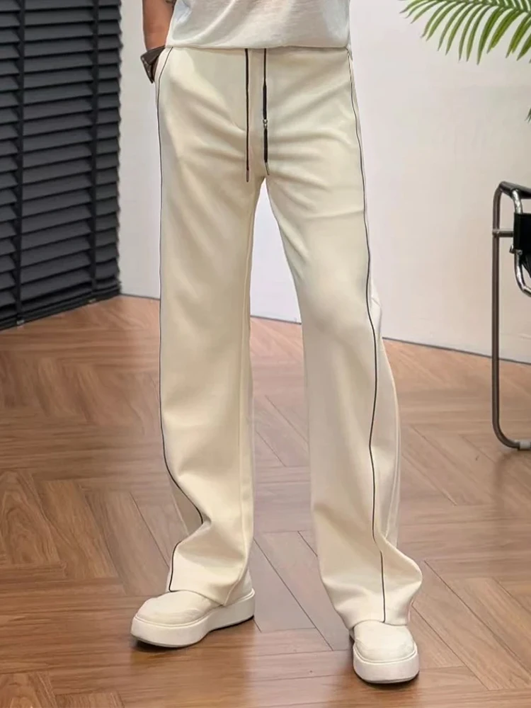 Fashionable Casual Pants Men's Autumn New Simple Striped Splicing Straight Leg Pants Handsome All-Match Long Pants