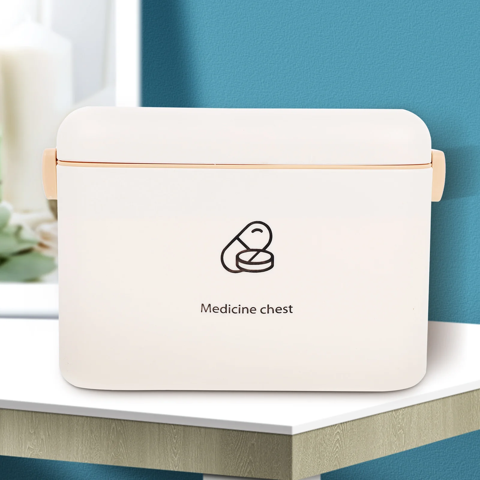 กล่องปฐมพยาบาลสองชั้นขนาดใหญ่สำหรับใช้ในบ้าน กล่องเก็บยาแบบปิดผนึกกันความชื้น พกพาสะดวก สำหรับใช้ในบ้าน