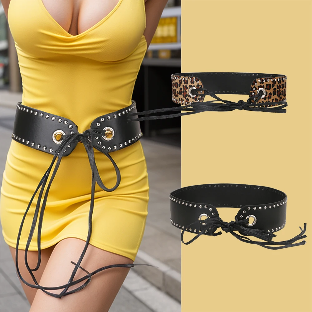 

Ladies Eyeliner shapewear belts For Women accessory leopard print outerwear with dress coat Waist Decorative cummerbund Girdle