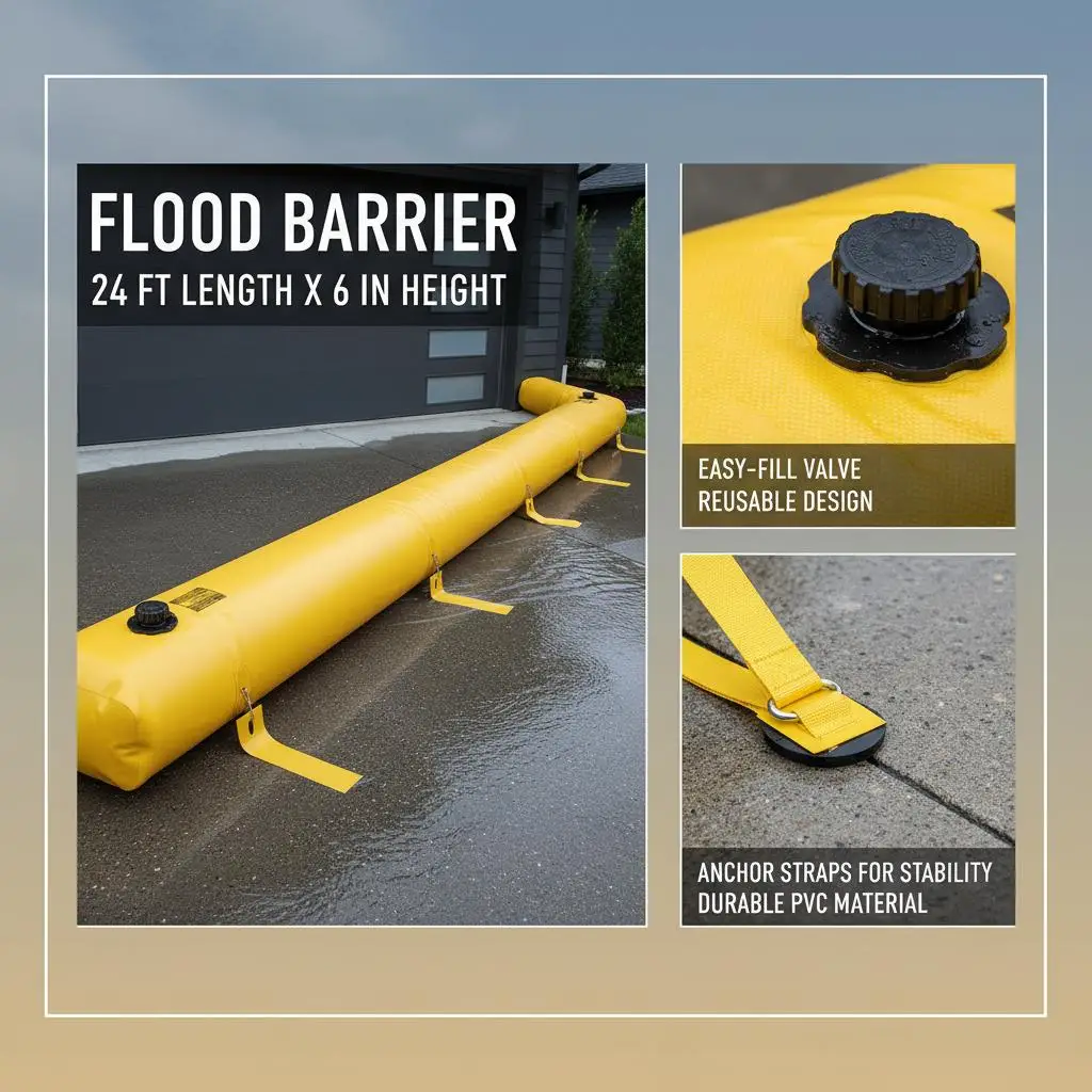 Kép 6: Anti-flood Fakorlát 7m X 25cm X 15cm pvc vize fillable anti-flood Olvasottság, újrafelhasználható vize Fakorlát digue Fióküzlet