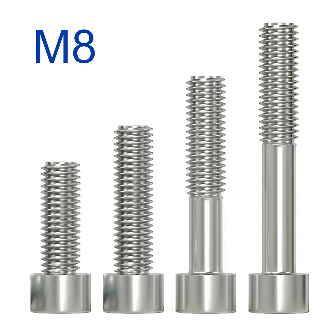 5/10/20Pcs M8 Hexagonal Bolt/half Threaded Bolt 201 Stainless Steel Cylindrical Head Inside Hexagonal Screw Bolt Length 10-100mm