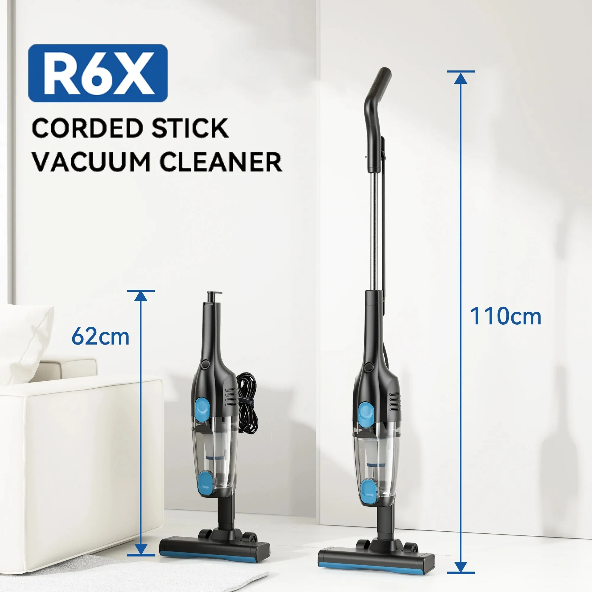 INSE R6X Corded Vacuum Cleaner Stick Vacuum with 19.69Ft Cord 2 in 1 Lightweight Vacuum Cleaner for Hard Floor Pet Hair Cleaning
