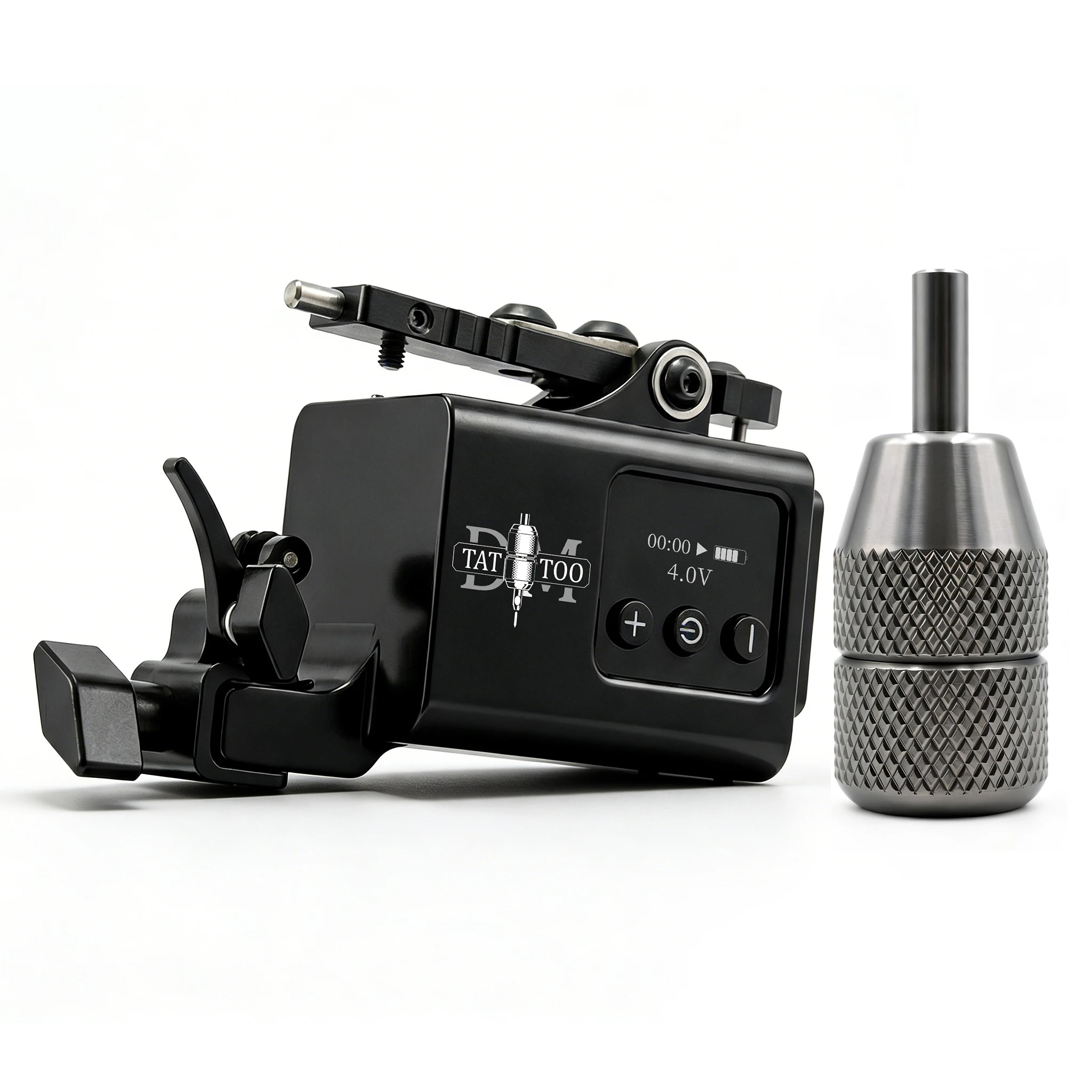 DM Wireless Rotary Tattoo Machine with Display Screen Coreless Motor Tattoo Gun Kit With 30MM Self-locking Stainless Steel Grip
