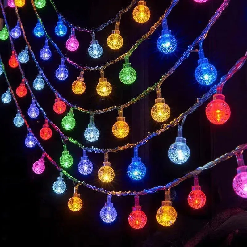 Bubble Ball LED String Lights Golden Glow Battery Operated for Wedding Holiday Christmas Room Party Decoration Fairy Lights