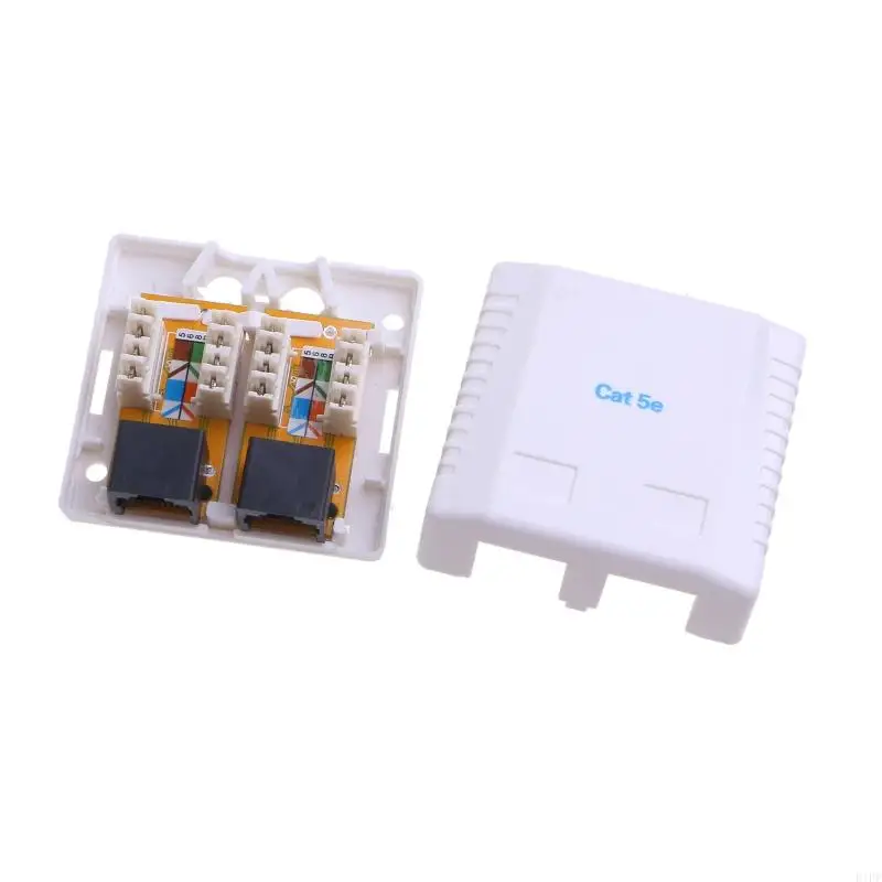 E1PF Cat5e RJ45 8P8C Connector UTP Unshielded Double Port Desktop Mount Box Cat5e Module Information Socket