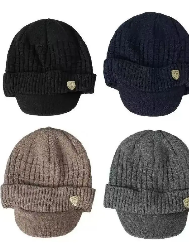 AliExpress Soft Beanie Cap With Brim 1998 Label Thick Knitted Hat For Women Unisex Keep Warm Hat Stylish Winter Hats For Men Add Fur Lined