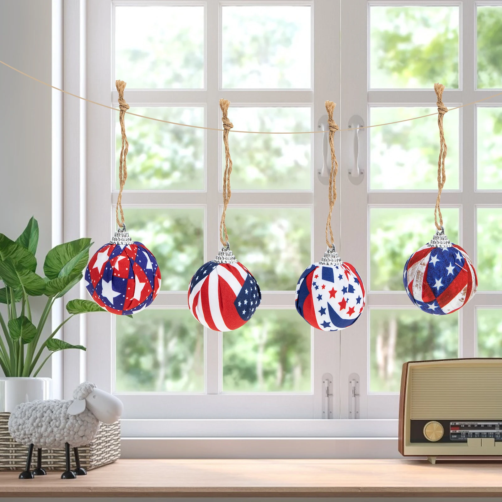 

Independence Day Decorations Cotton Balls Hanging naments Patriotic USA Theme Party Supplies Tree Pendants Holiday Accessories