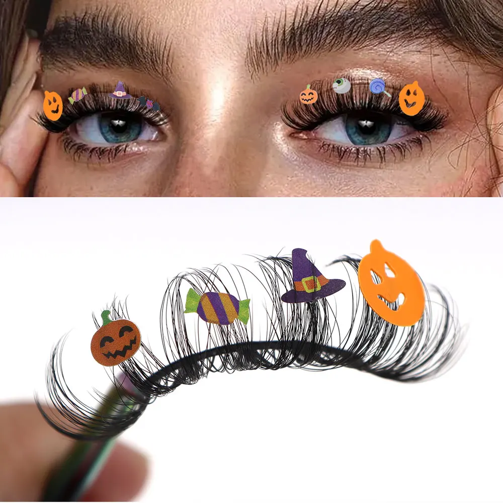 ขนตากลิตเตอร์เทศกาล 1 คู่นำมาใช้ใหม่ธรรมชาติถึงฟู C Curl 3D Messy Effect เหมาะสำหรับคริสต์มาสและฮาโลวีนแต่งหน้า