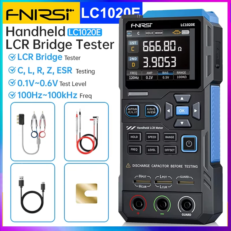 FNIRSI LC1020E جسر رقمي عالي الدقة LCR ESR تستر المقاومة السعة الحث قياس المكونات الإلكترونية