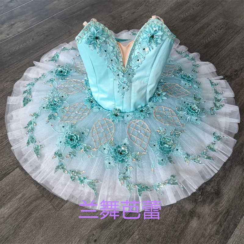 

New Designs Professional High Quality Kids Girls Women Adult Custom Size Gradiant Green White Ballet Tutu Costumes