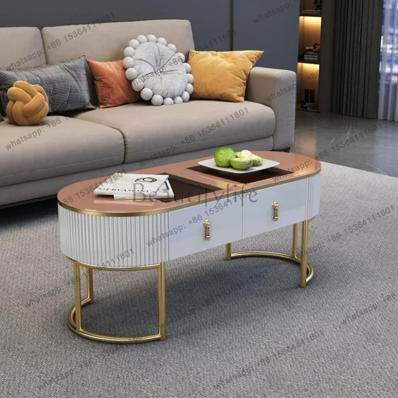 Factory Direct SalesOval Metal Coffee Table Trau Legs High Design Nordic Metal Coffe Table Mesa Lateral Modern Stoliki Do Kawy B