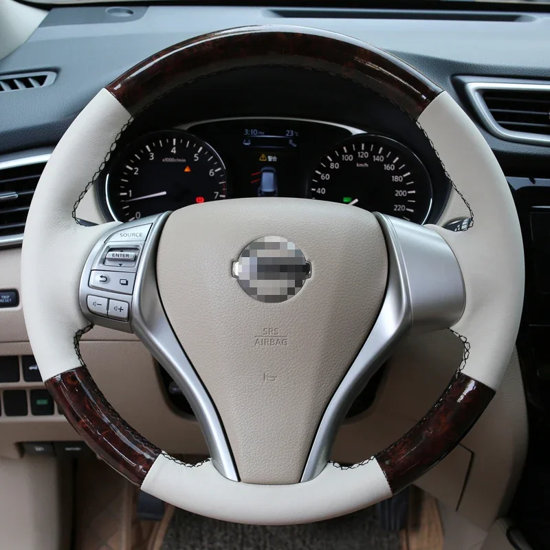 

Сшитый вручную кожаный чехол на руль автомобиля из углеродного волокна для Nissan TERRA X-Trail Teana Qashqai Tiida Bluebird Sylphy LIVINA