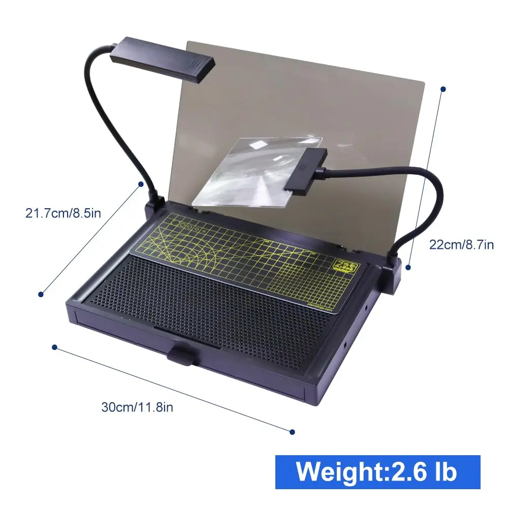 مجموعة بناء النماذج، منضدة عمل محمولة للقطع والتجميع، أدوات طقم نماذج مع أضواء LED، مكبرات #6