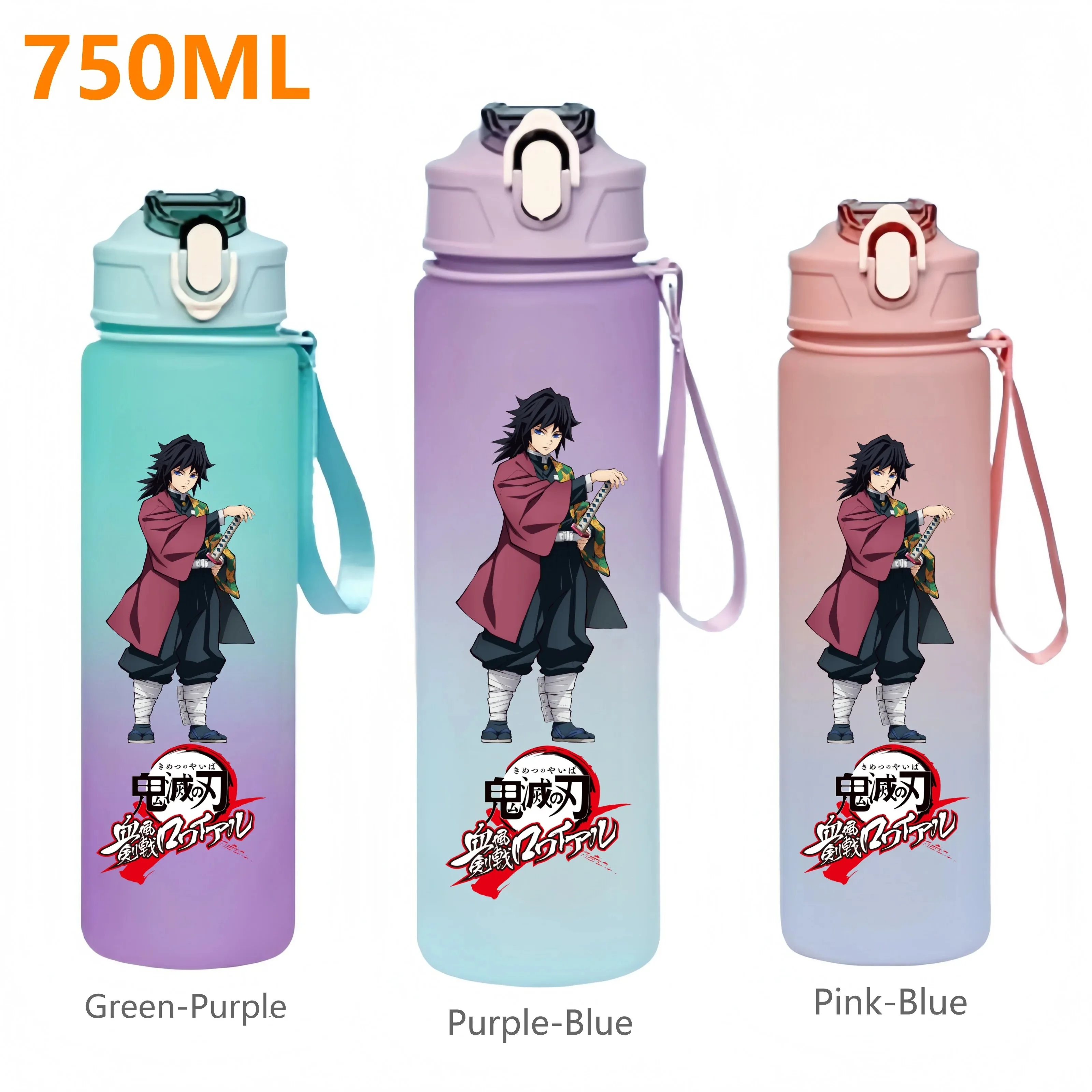 750ml Demon Slayer: Kimetsu no Yaiba Sports Water Bottle Kamado Tanjiro Nezuko Plastic Water Cup With Portable Rope Kettle Gifts view 5