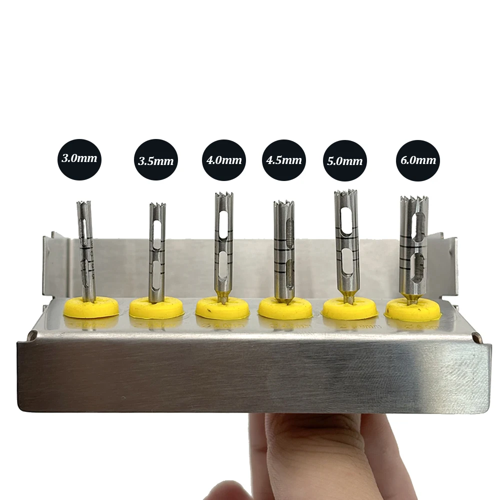 Kit de forets pour Implant dentaire, 6 pièces, forets à fraises à trephine longue, Instruments chirurgicaux, outils dentaires