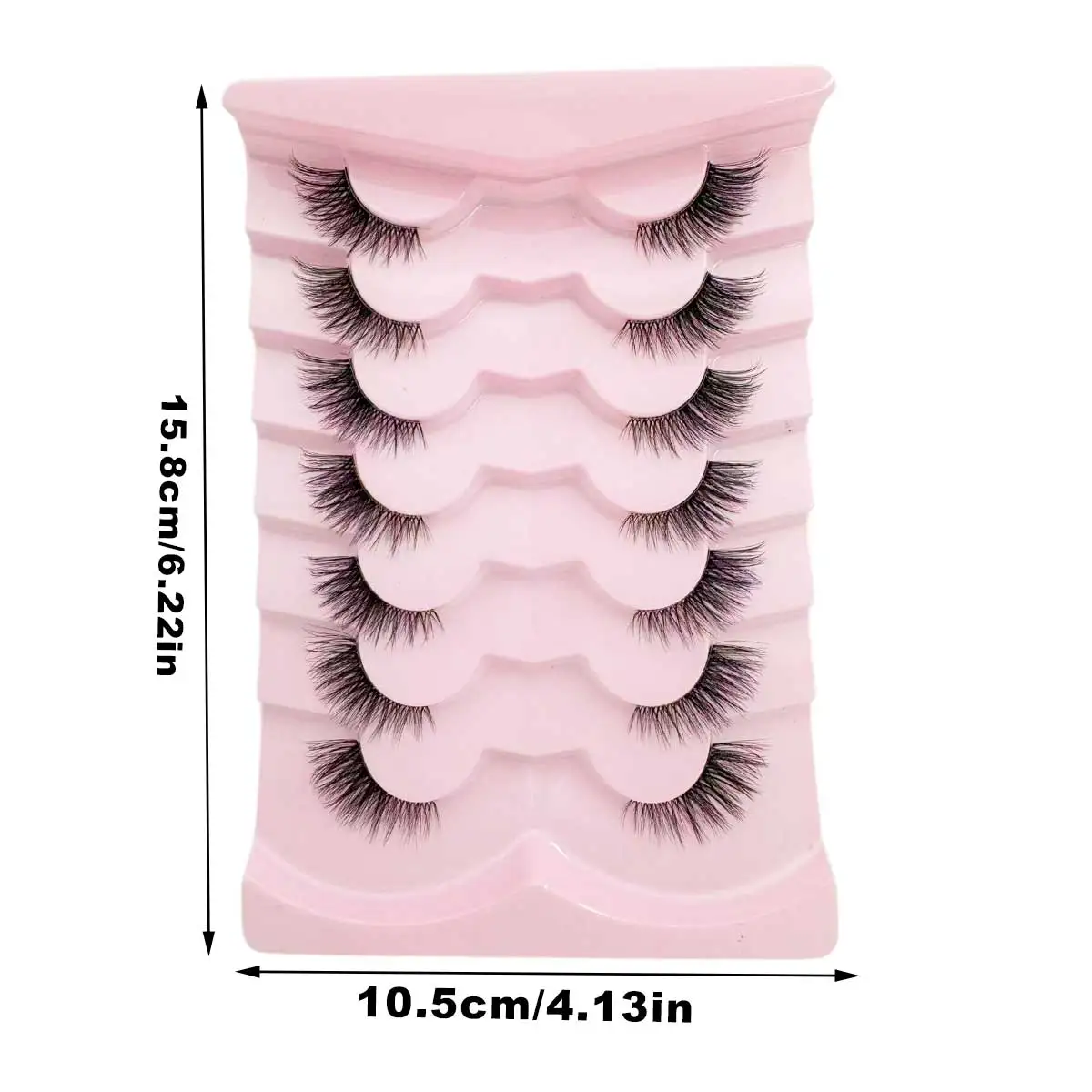 7 paia Mezze ciglia con ciglia naturali finte visone Fascia trasparente 3D ciglia finte soffici mini mezze ciglia super corte carine