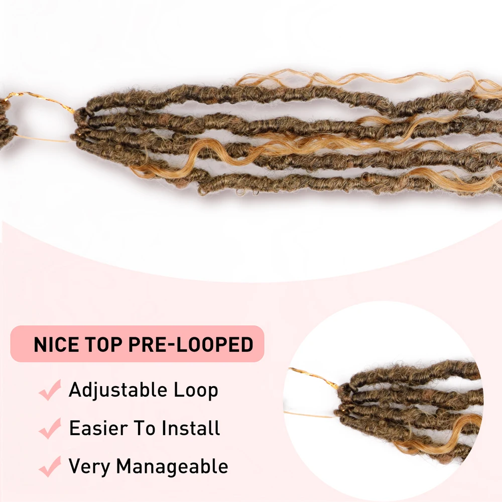 شعر كروشيه صناعي Goddess Faux Locs للنساء ذوات البشرة السمراء بأطراف مجعدة طويلة