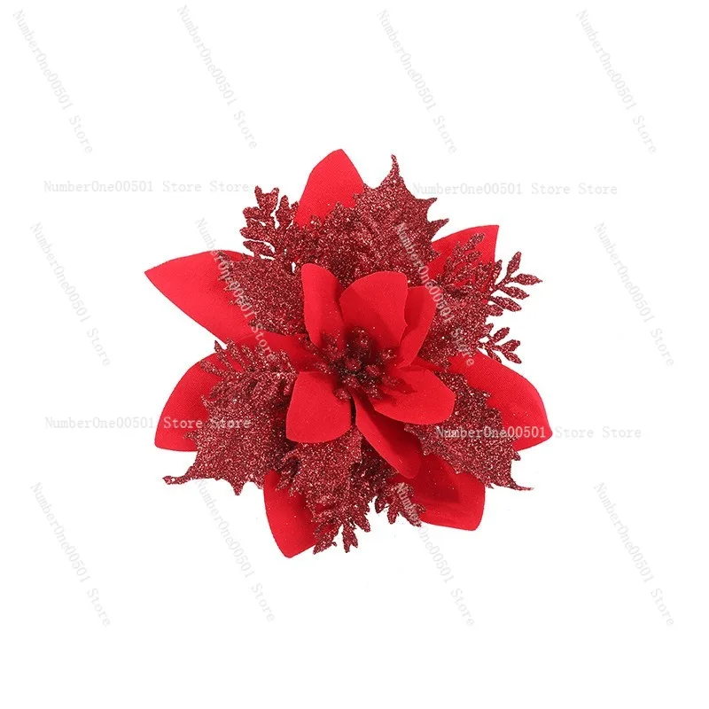 

Gold Glitter Christmas Flowers Artificial Poinsettia for Tree Wreath DIY Decor 50 pieces per pack