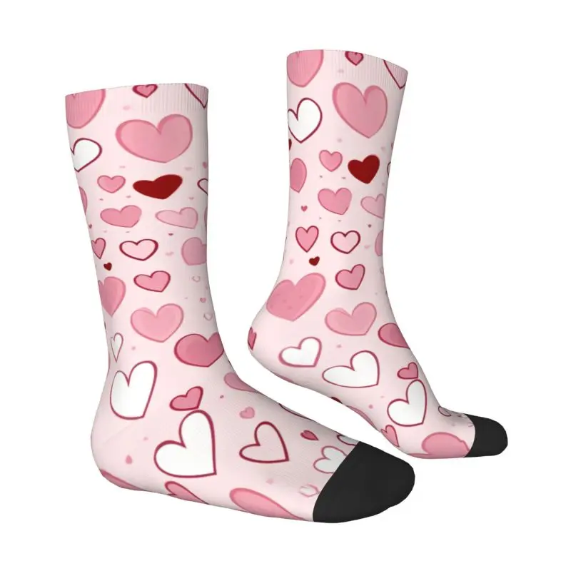 Custom Cool Simple Doodle Hearts Socks Women Men Warm 3D Print Football Sports Socks