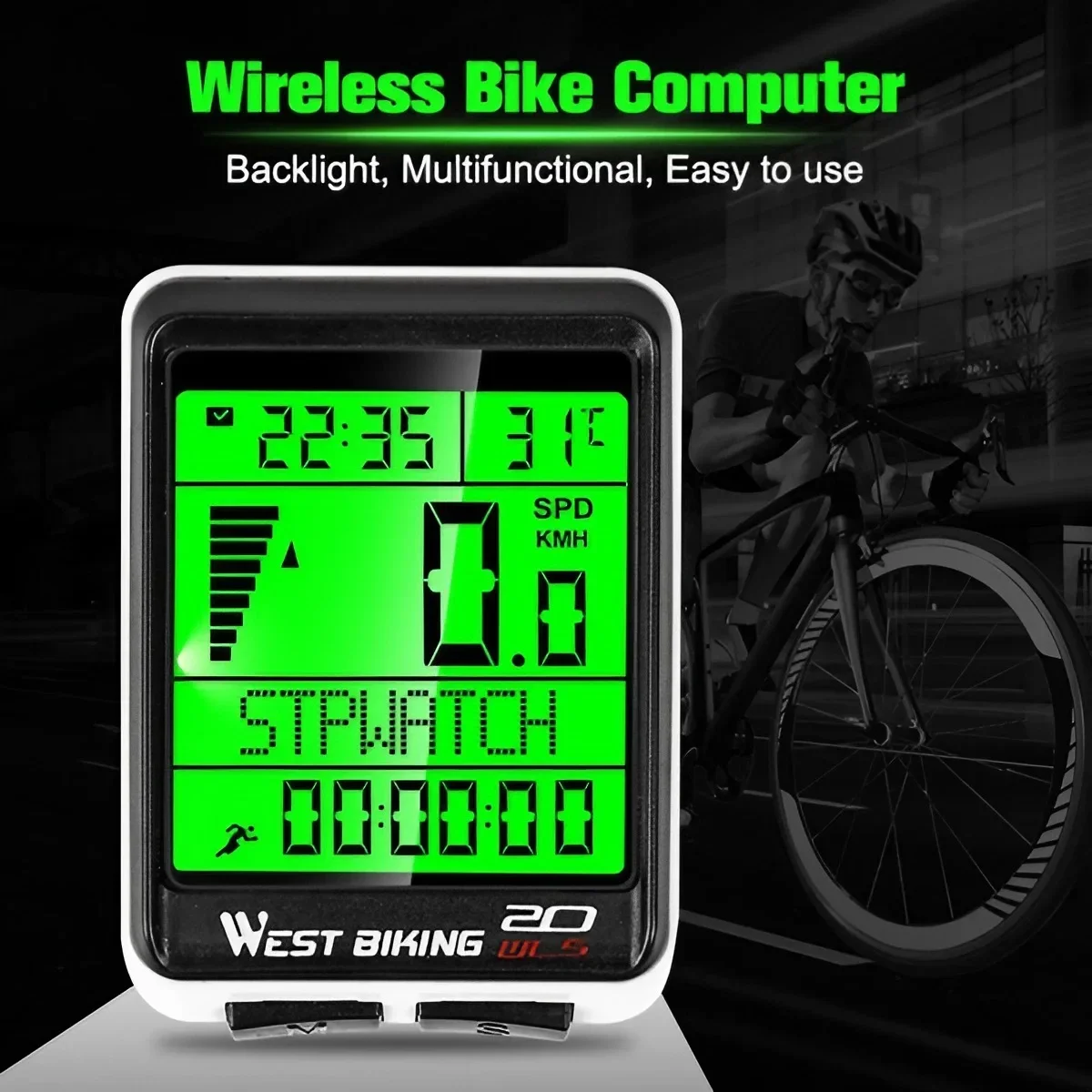 Wireless Bike Computer Bicycle Speedometer Waterproof Odometer Multi-Language LCD Backlight MTB Road Bike Cycling Distance